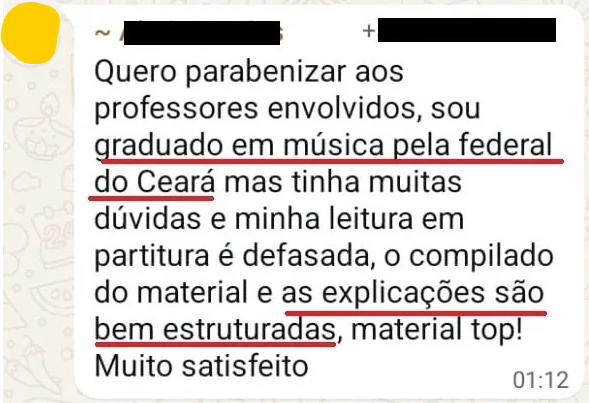Depoimento de aluno da Escola da Harmonia